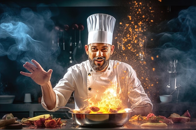 Chef preparing a gourmet dish