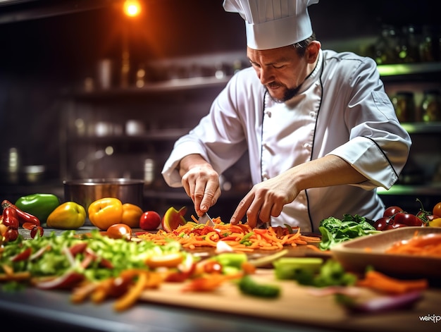 Chef preparing a gourmet dish