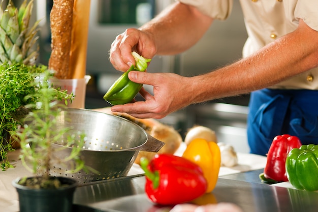 Chef preparing vegetables