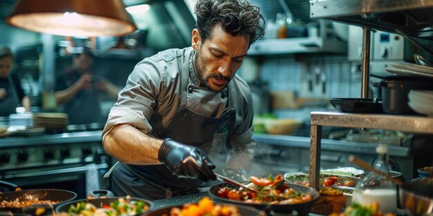 Photo chef in a professional kitchen