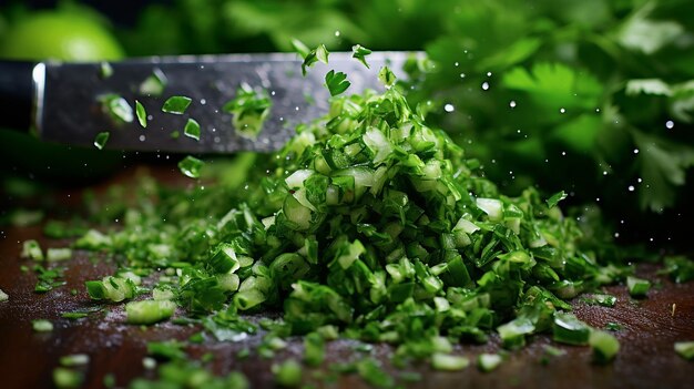 Chef's Knife Mincing Cilantro