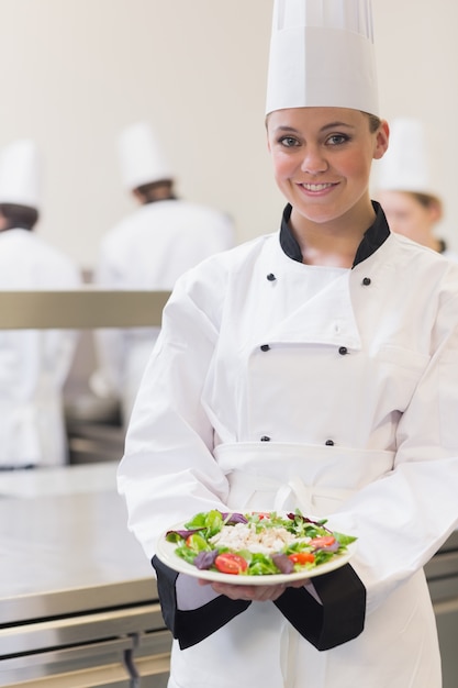 Chef showing her salad