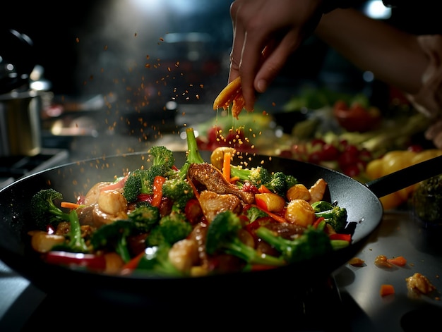 Chef Stir Fry in Wok