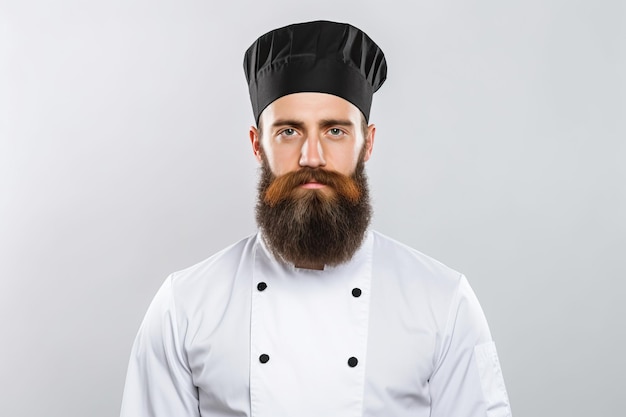 Photo a chef with a beard and a hat on