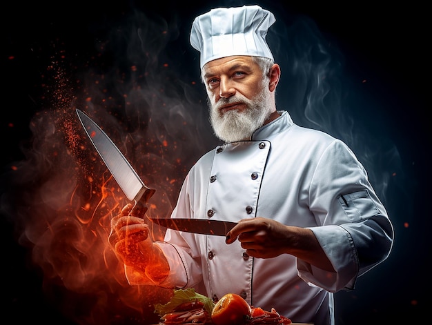 Chef with a Knife Background with Space for Text