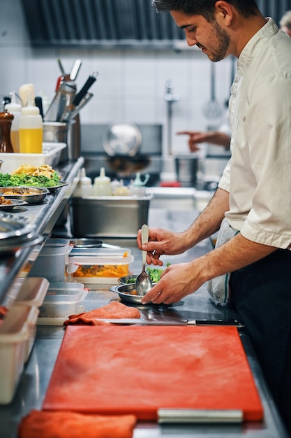 Chef working at the kitchen counter