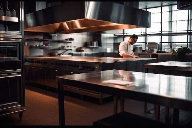 Chef working in the kitchen of restaurant AI