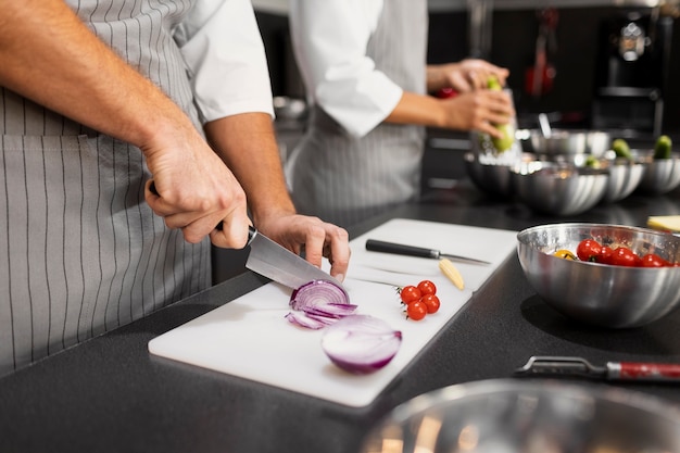 Chef working together in a professional kitchen