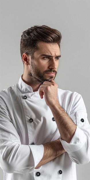 Chefs Confident Posture Reflective and Thoughtful Position Chefs Confident Posture Reflective an