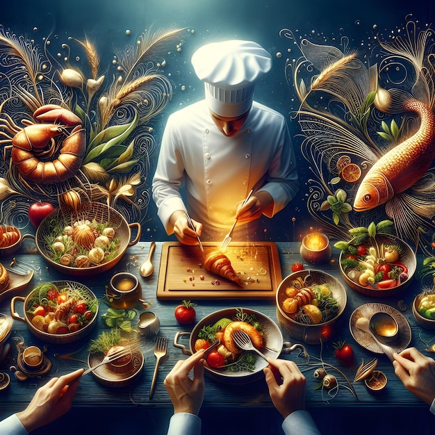Foto le squisite creazioni degli chef affascinano i sensi, seducendo le papille gustative con delizie culinarie.