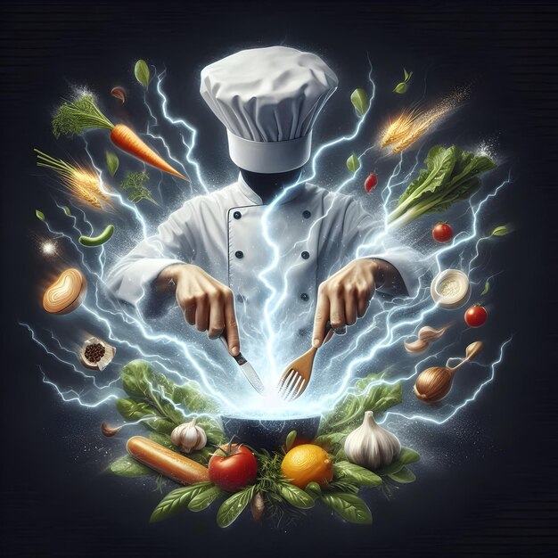 Photo the chefs hands move with lightning speed turning basic ingredients into culinary masterpieces a