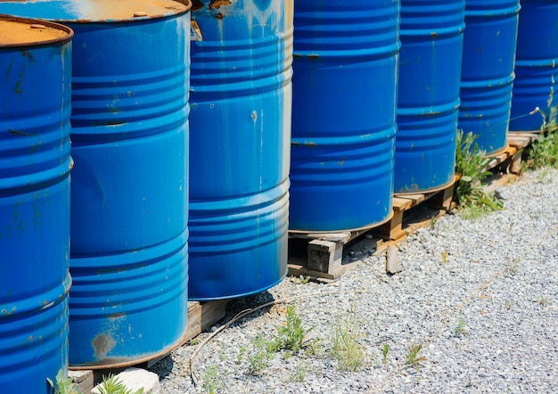 Chemical barrels in a warehouse