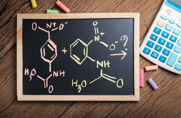 chemical bond on a blackboard