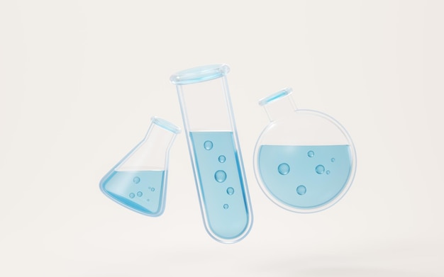 化学機器と試薬の 3 d レンダリング