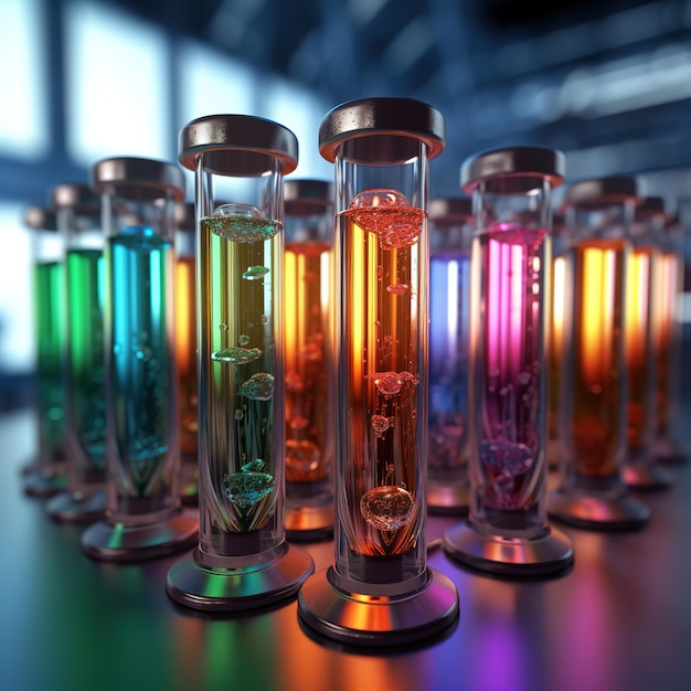 Chemical flasks with colorful liquids