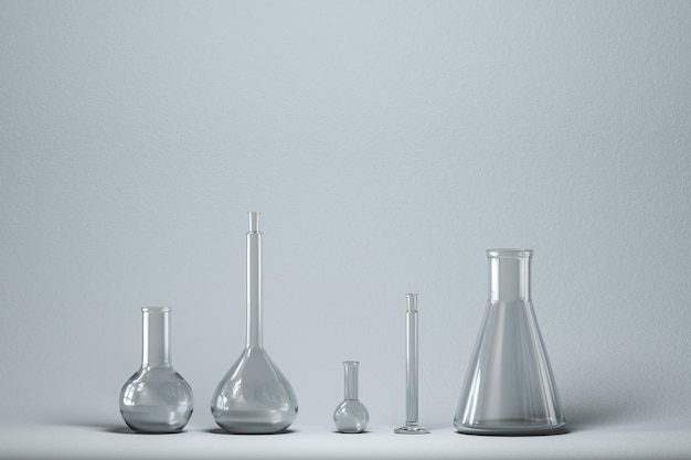 Photo chemical instruments and reagents in the lab 3d rendering