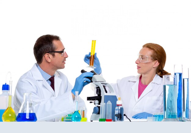 chemical laboratory with two scientist working