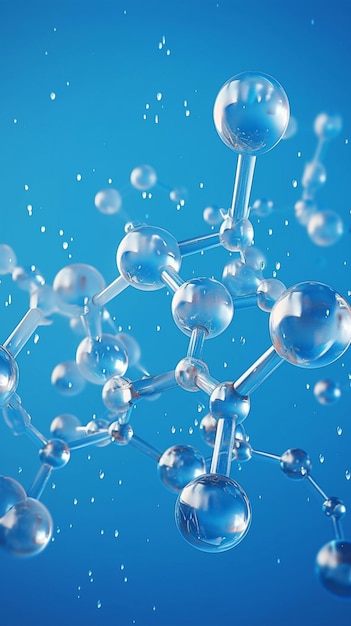 Chemical molecule depicted in stunning 3D against vibrant blue background Vertical Mobile Wallpaper