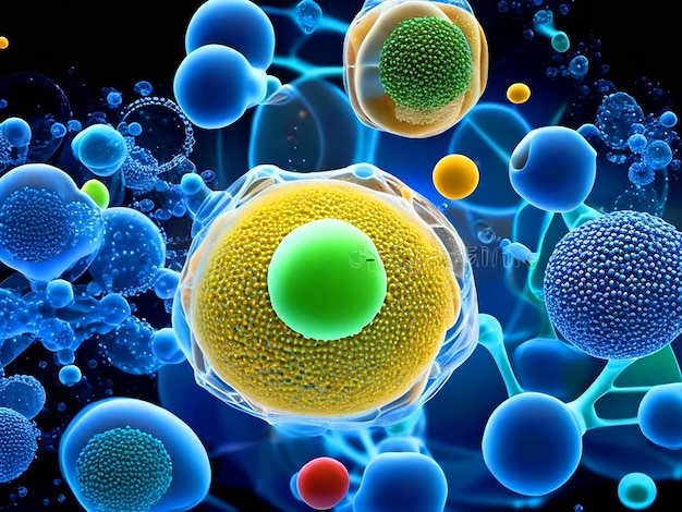 Photo chemical molecules related to the metabolic reactions of the human body including oxygen glucose