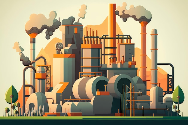Chemical Plant with a Modern Design in vector style image