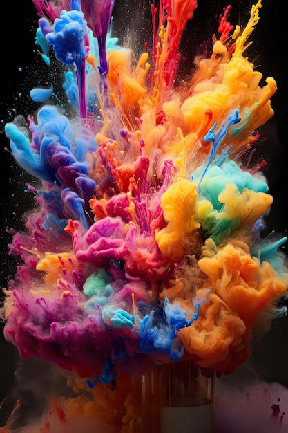 Chemical reaction causes a colorful explosion