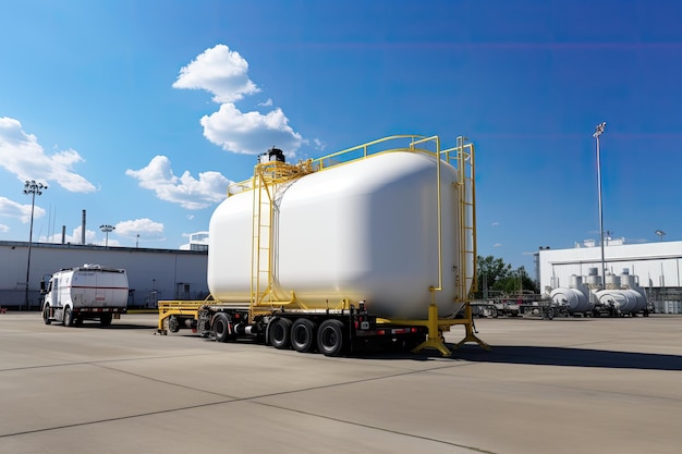 Chemical tank in storage yard in industrial plant