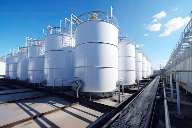 Chemical tank in storage yard in industrial plant