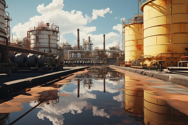 Chemical tank in storage yard in industrial plant