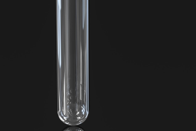 Chemical test tube in the dark lab 3d rendering