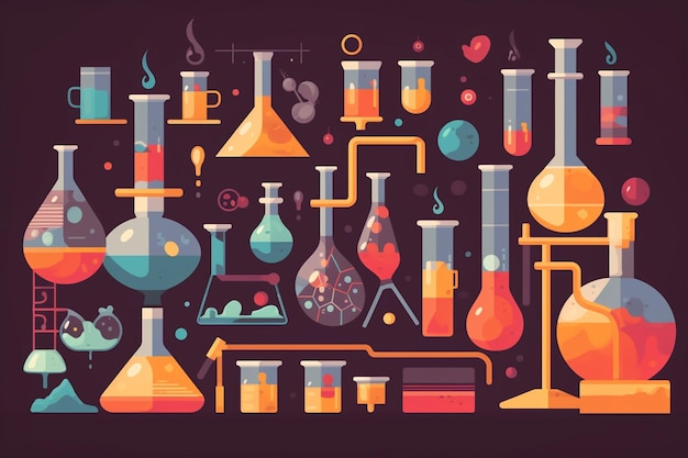 Foto chemie science flat elements set