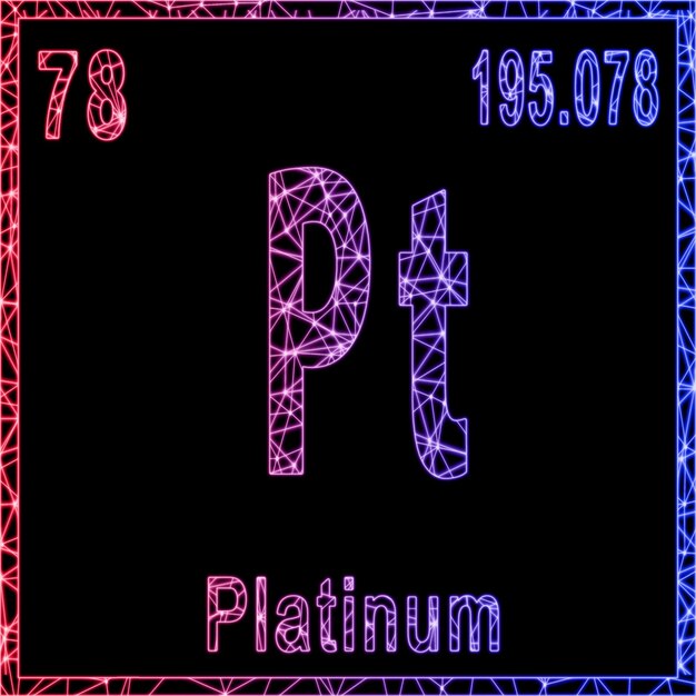 Foto chemisch element platina teken met atoomnummer en atoomgewicht