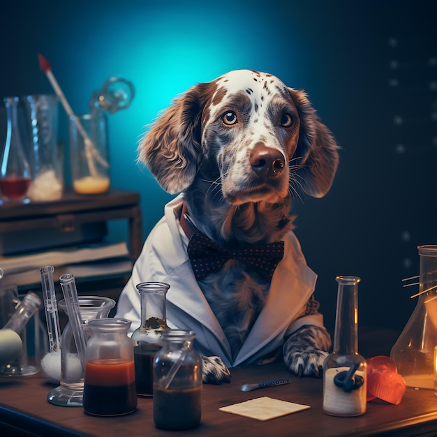 Foto foto antropomorfa del cane chimico