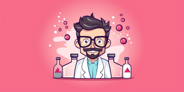 Chemist mascot for a company logo line art Generative AI