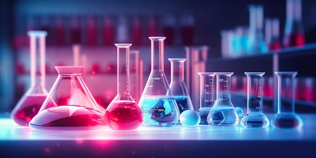 Chemistry laboratory with liquid and test tubes