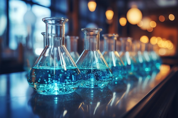 Chemistry science theme with a captivating laboratory glassware backdrop