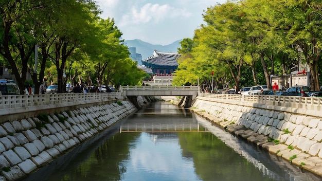 Cheonggyecheon stroom in de stad Seoel