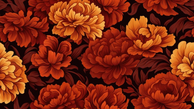 Chernobrivtsi autumn flowers seamless pattern Also great as a versatile background or wallpaper