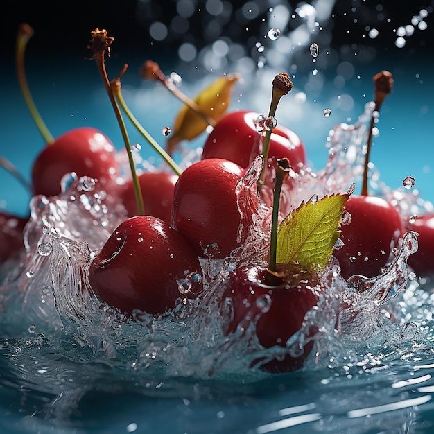 Photo cherries are in the water and the word cherry is in the water