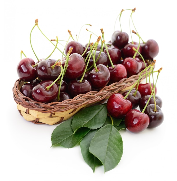 Cherries in basket.