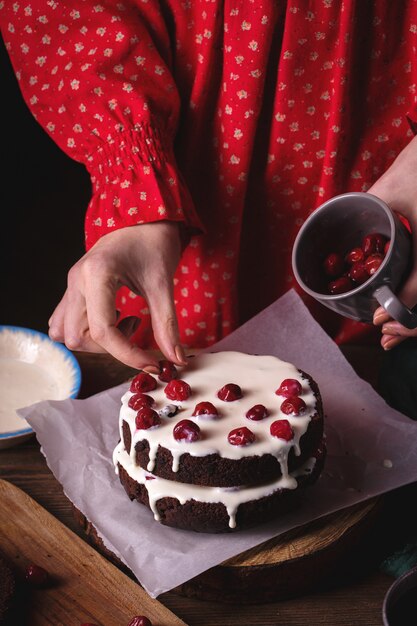 Cherries on a cake