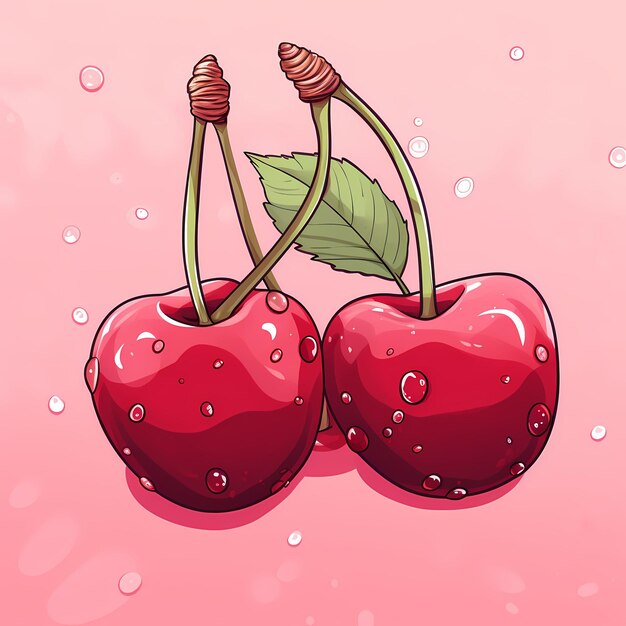 Photo cherries drawing