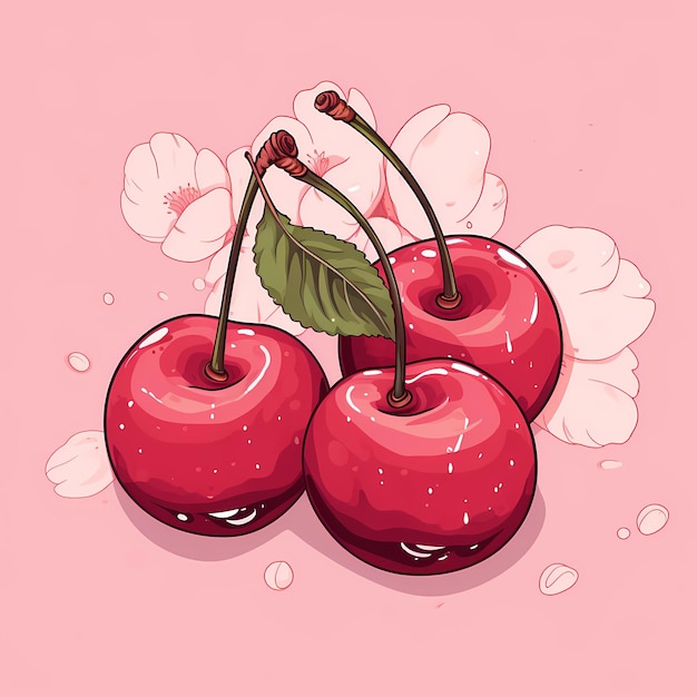 Photo cherries drawing