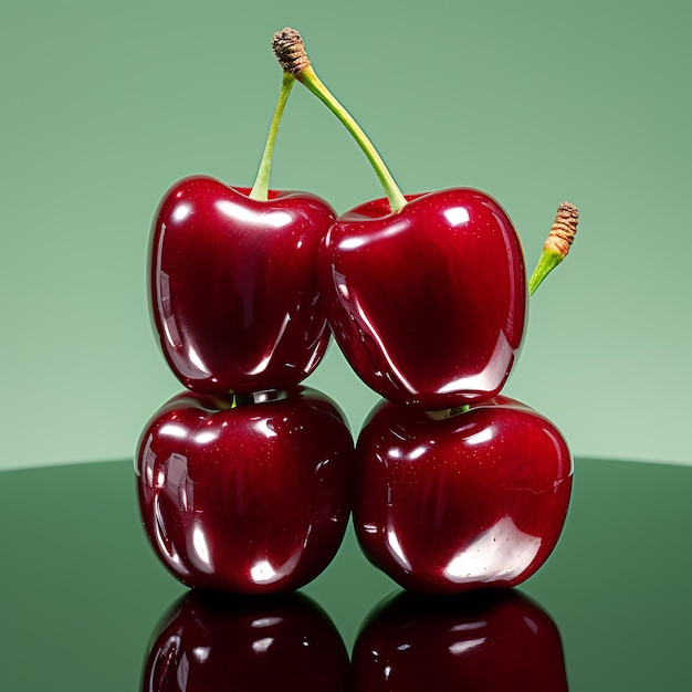 Cherries isolated on a gray background