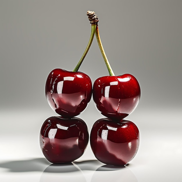 Cherries isolated on a gray background