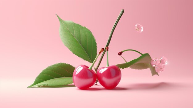 cherries on a pink background