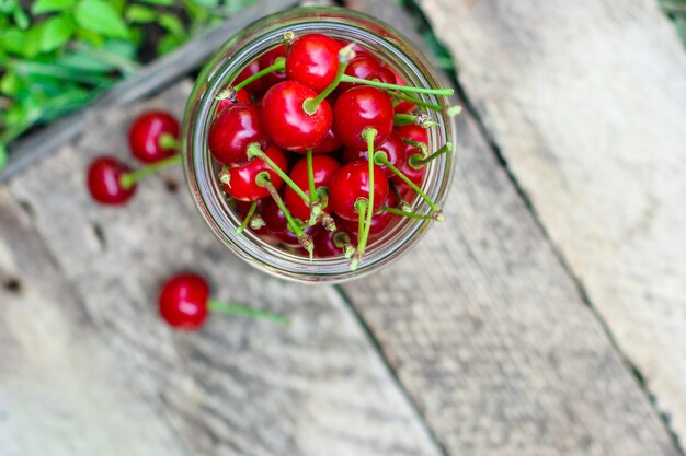 Cherries in a transparent jar