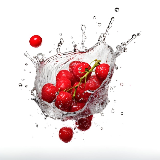 Cherries in water splash AI generetive