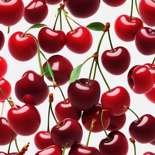 Cherries on a white background digital art 3d rendering