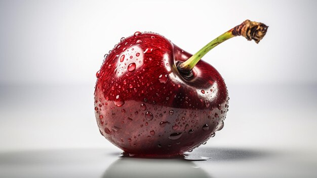 Cherries with water drops on a white background closeupgenerative ai