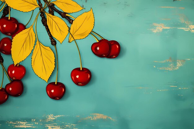 Photo cherry berries on a wooden background